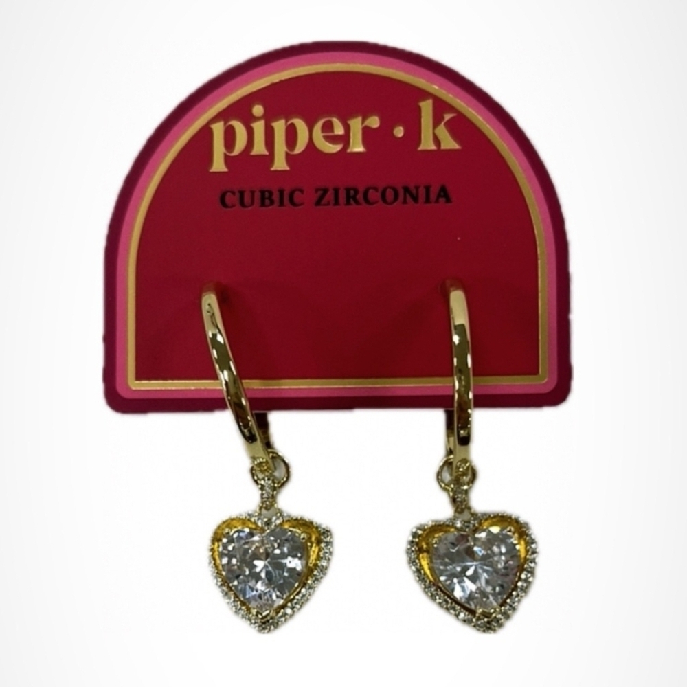 💛🔹️ Piper K 🔹️ Beautifuo  Cubic Zirconia Heart Drop Earrings